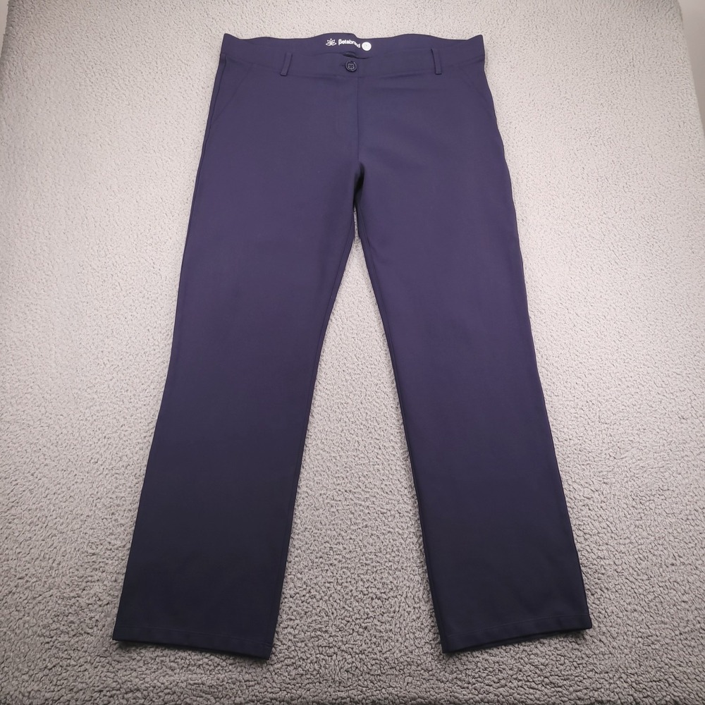 BETABRAND Pants Size 2XL Petite Navy Blue Straight Leg Ponte Knit 38x29